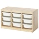 TROFAST Combinaison structure + bacs, pin teinté blanc clair/blanc, 93x44x52 cm