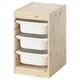 TROFAST Combinaison structure + bacs, pin teinté blanc clair/blanc, 32x44x52 cm