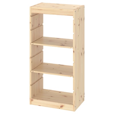 TROFAST Combinaison structure + tablettes, pin teinté blanc clair, 44x30x91 cm