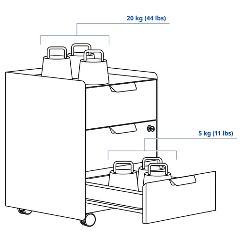 TROTTEN Caisson 3 tiroirs sur roulettes, anthracite