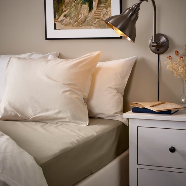 ULLVIDE Drap housse, gris-beige, 180x200 cm