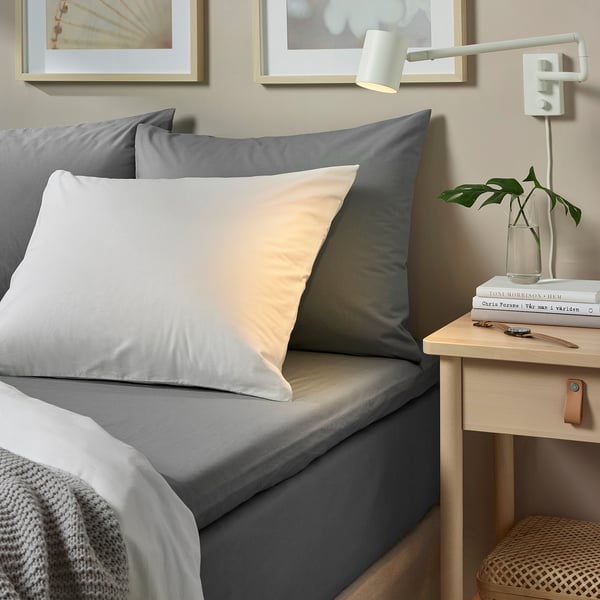 ULLVIDE Drap housse pour surmatelas, gris, 160x200 cm