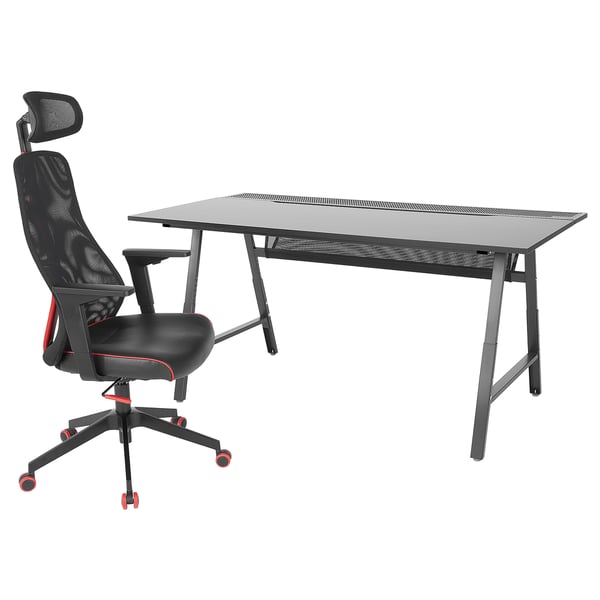 UTESPELARE / MATCHSPEL Bureau et chaise gaming, noir