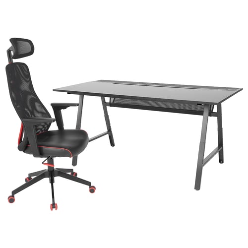 UTESPELARE / MATCHSPEL Bureau et chaise gaming, noir