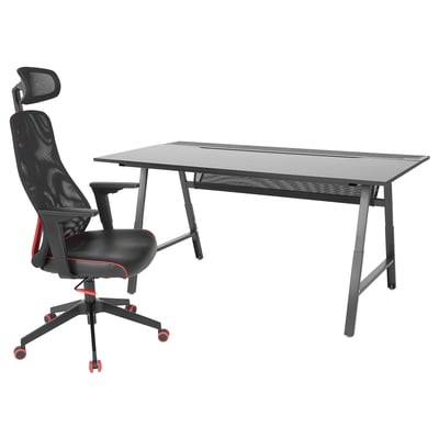 UTESPELARE / MATCHSPEL Bureau et chaise gaming, noir