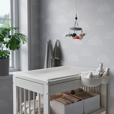 VÄDRA Protection pour matelas à langer, à pois/gris, 48x74 cm