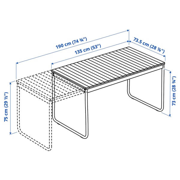 VÄSMAN / ENSHOLM Table+6 chaises, ext, extensible teinté brun clair/vert, 135/190x74 cm