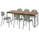 VÄSMAN / ENSHOLM Table+6 chaises, ext, extensible teinté brun clair/vert, 135/190x74 cm