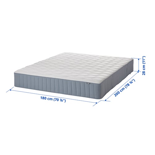 VÅGSTRANDA Matelas à ressorts ensachés, ferme/bleu clair, 180x200 cm
