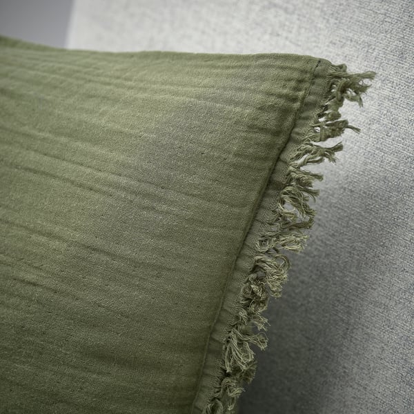VALLKRASSING Housse de coussin, gris vert, 50x50 cm