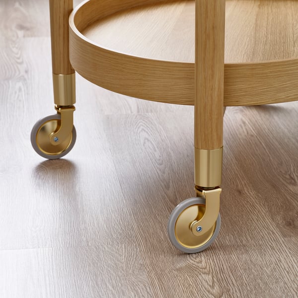 VALNÄS Table roulante avec rangement, plaqué chêne
