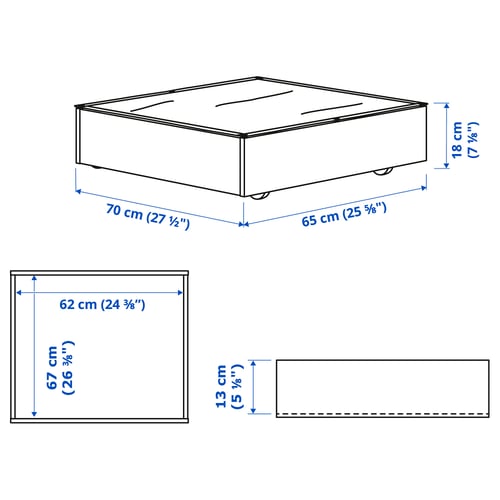 VARDÖ Rangement pour lit, blanc, 65x70 cm
