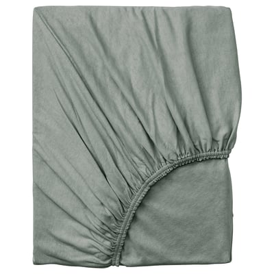 VÅRVIAL Drap housse, gris vert, 90x200 cm