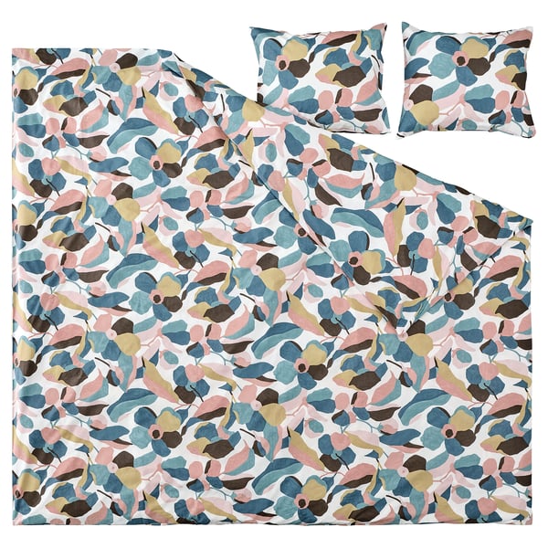 VIDEOXBÄR Housse de couette et 2 taies, blanc/multicolore, 240x220/50x60 cm