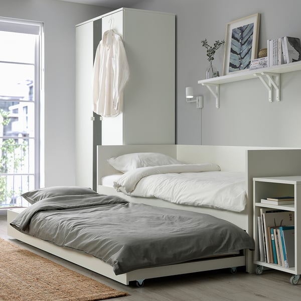 VIHALS Structure divan avec lit gigogne, blanc, 80x200 cm