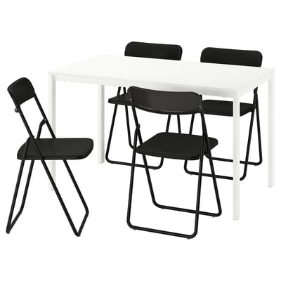 VIHALS Table et 4 chaises, blanc blanc/noir, 125x74 cm