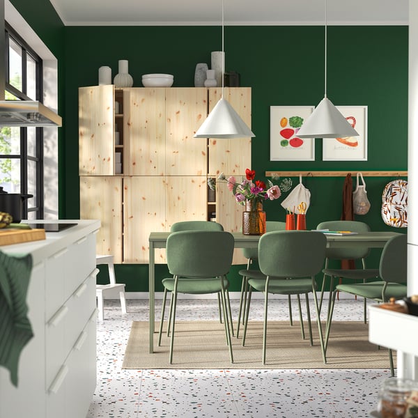 VIHALS Table extensible, vert, 120/180x74 cm