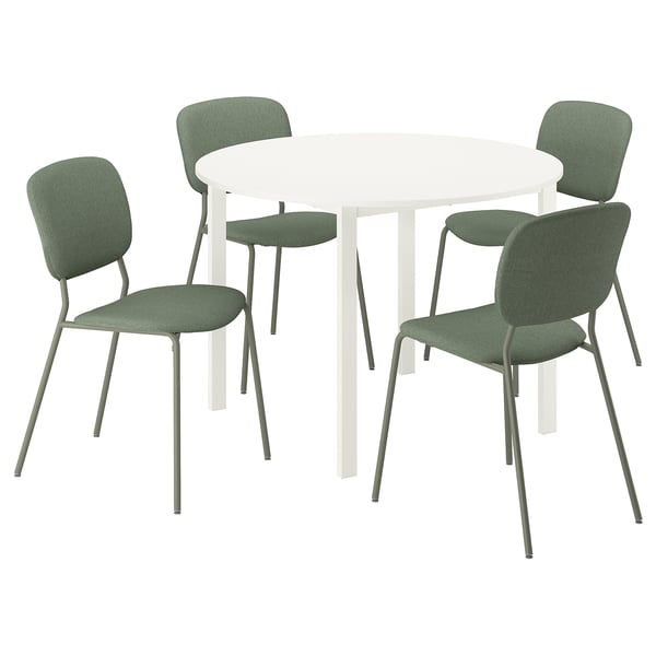 VIHALS / VIHALS Table et 4 chaises, blanc blanc/vert Tibbleby gris vert, 107 cm