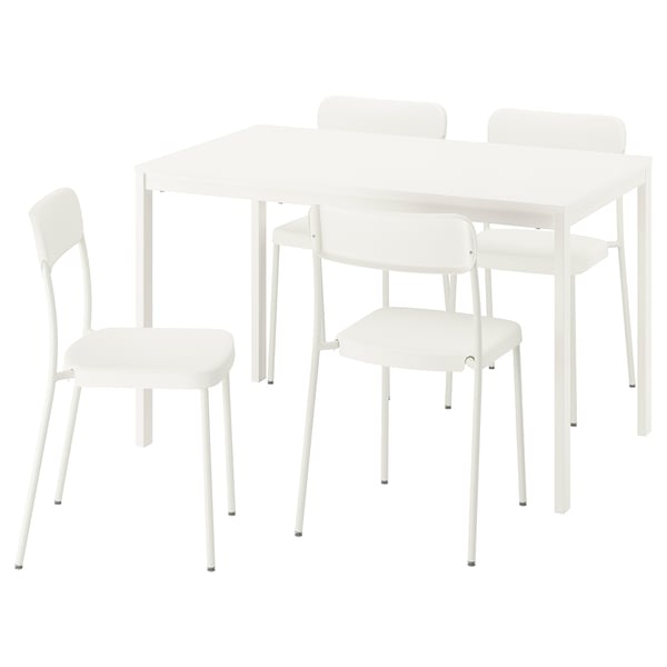 VIHALS / VIHALS Table et 4 chaises, blanc/blanc, 120/180x74 cm