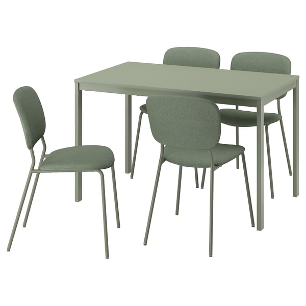 VIHALS / VIHALS Table et 4 chaises, vert/vert Tibbleby gris vert, 120/180x74 cm