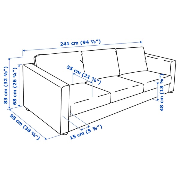 VIMLE Canapé 3 places, Lejde gris/noir