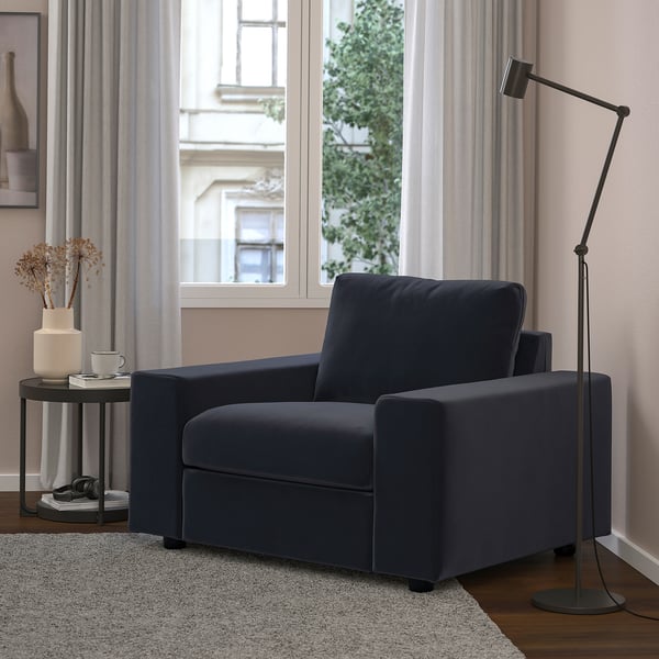 VIMLE Fauteuil, av accoudoirs larges/Djuparp gris foncé