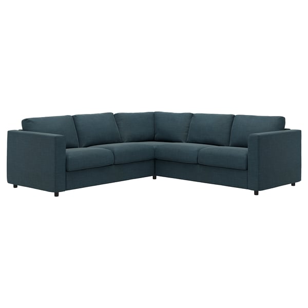 VIMLE Housse canapé d'angle, 4 places, Hillared bleu foncé