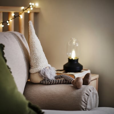 VINTERFINT Décoration, Père Noël assis/rayé blanc, 42 cm