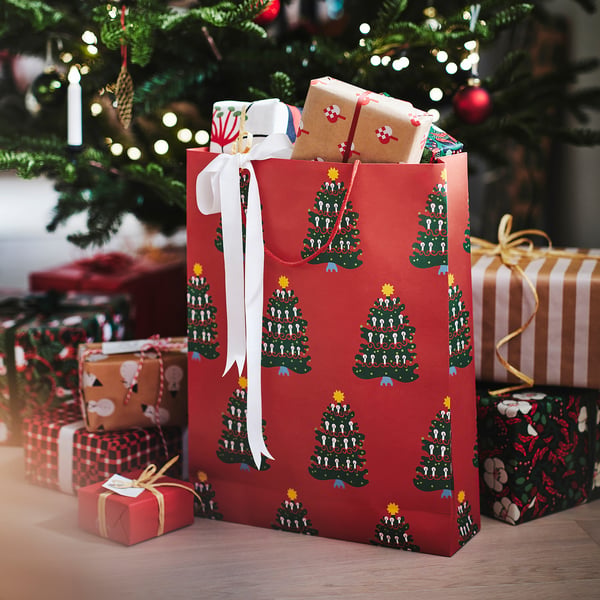 VINTERFINT Sac cadeau, motif Noël/rouge, 38x50 cm