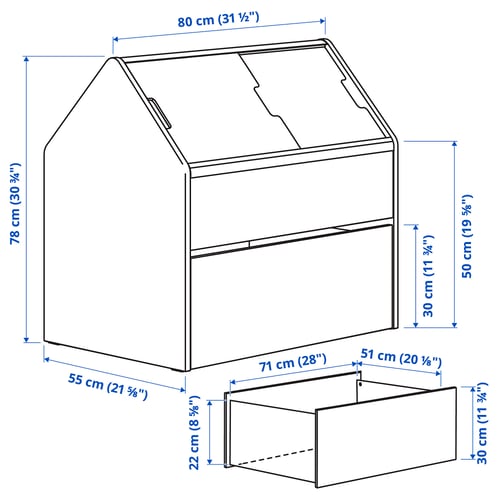 VITBJÖRN Rangement avec tiroir, blanc/rouge, 80x55x78 cm