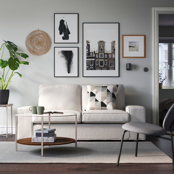 VITTSJÖ Table basse, beige clair/verre, 75 cm