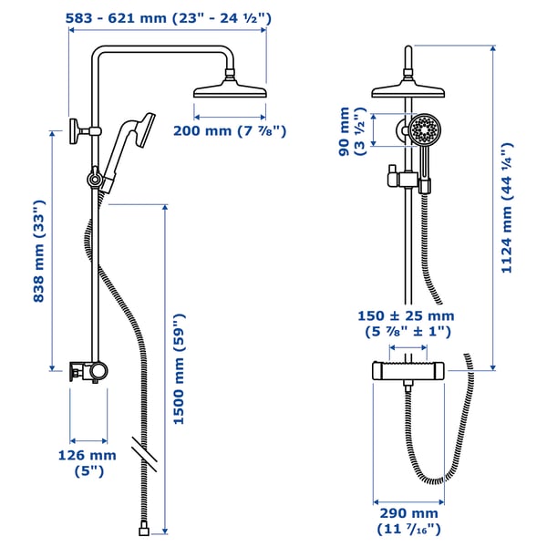 VOXNAN Ensemble douche mitigeur thermo, chromé