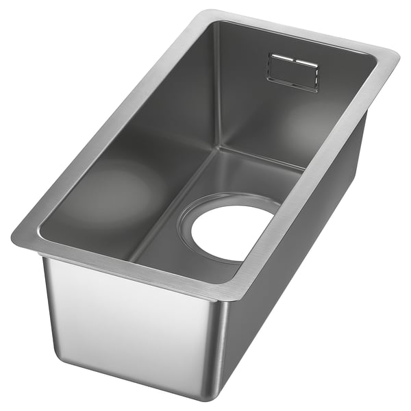 VRESJÖN Évier intégré, 1 bac, acier inoxydable, 21 cm