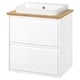 ÄNGSJÖN / BACKSJÖN Mobile lavabo con cassetti/lavabo, lucido bianco/bambù, 62x49x71 cm