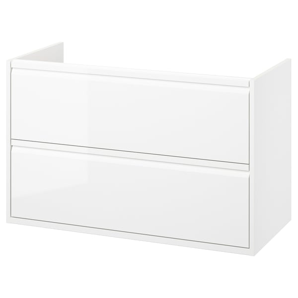 ÄNGSJÖN Mobile per lavabo con cassetti, lucido bianco, 100x48x63 cm