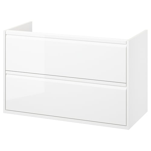 ÄNGSJÖN Mobile per lavabo con cassetti, lucido bianco, 100x48x63 cm