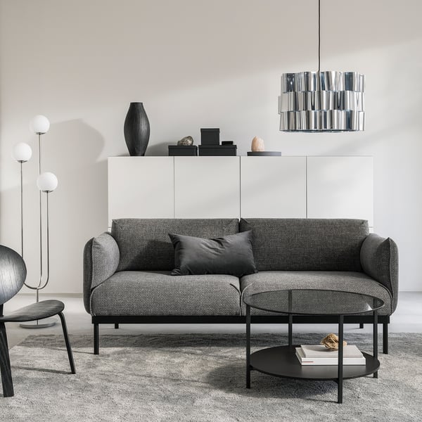 ÄPPLARYD Divano a 2 posti, Lejde grigio/nero