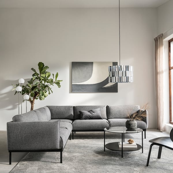 ÄPPLARYD Divano angolare a 4 posti, Lejde grigio/nero