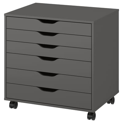ALEX Cassettiera con rotelle, grigio scuro, 67x66 cm