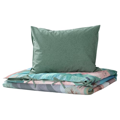 ALPTALL Copripiumino e federa, blu verde/L'Himalaya, 150x200/50x60 cm