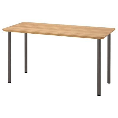 ANFALLARE / ADILS Scrivania, bambù/grigio scuro, 140x65 cm