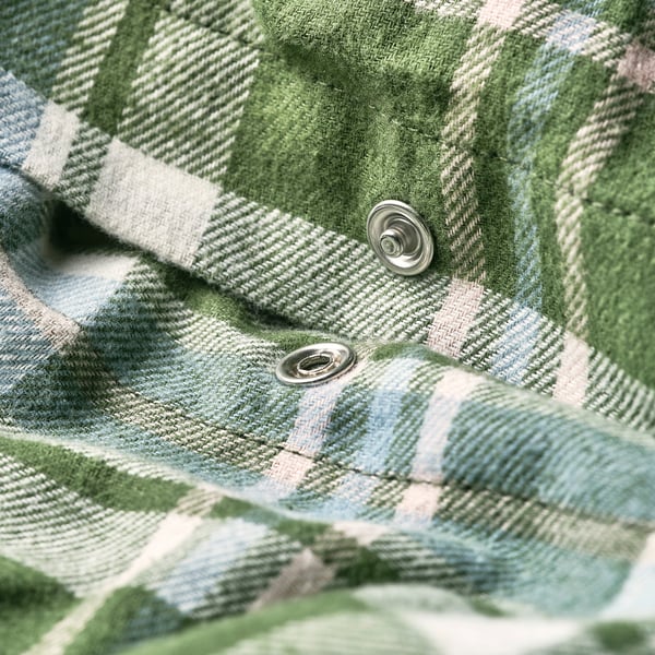 BANBJÖRNBÄR Copripiumino e federa, verde scuro/a quadri, 150x200/50x60 cm