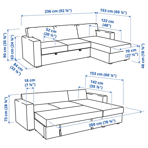 BÅRSLÖV Divano letto 3 posti/chaise-longue, Tibbleby grigio chiaro-turchese