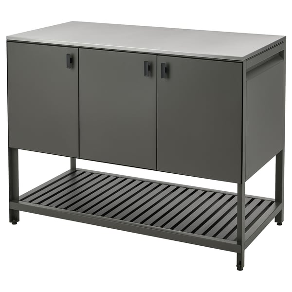 BÅTSKÄR Elemento con ante per la cucina, da esterno/grigio scuro, 120x60 cm