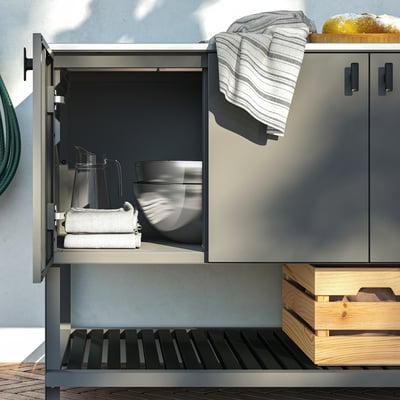 BÅTSKÄR Elemento con ante per la cucina, da esterno/grigio scuro, 120x60 cm