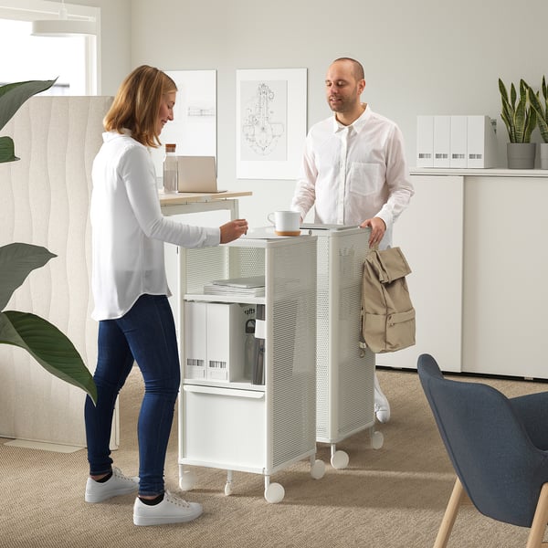 BEKANT Elemento contenitore con rotelle, rete/bianco, 41x101 cm