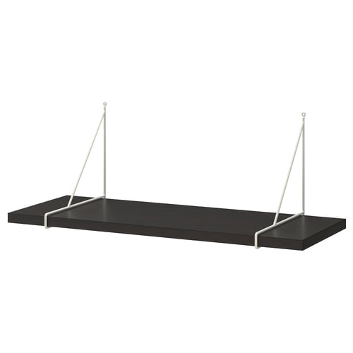 BERGSHULT / PERSHULT Mensola e staffe, marrone-nero/bianco, 80x30 cm