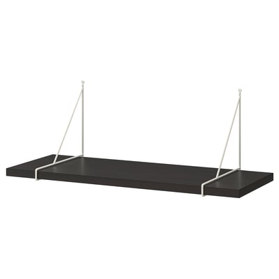 BERGSHULT / PERSHULT Mensola e staffe, marrone-nero/bianco, 80x30 cm