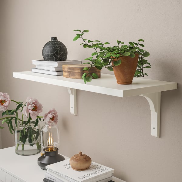 BERGSHULT / RAMSHULT Mensola e staffe, bianco, 80x30 cm