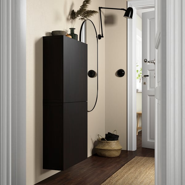 BESTÅ Combinazione di mobili da parete, marrone-nero/Lappviken marrone-nero, 60x22x64 cm